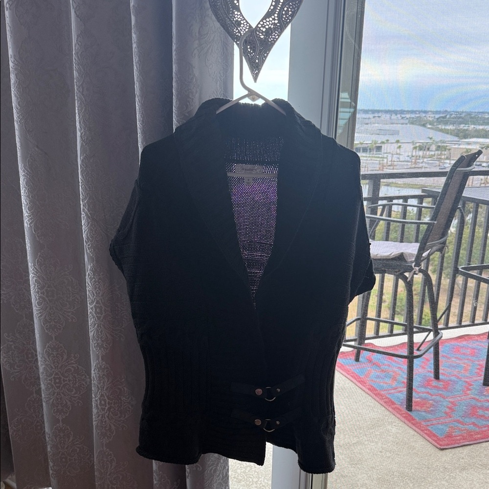 Dressbarn Black Knit Cape Jacket